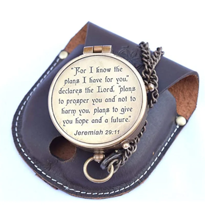 Genuine Leather Compass Pouch, Vintage Outdoor Navigation Case, Compact Protective Holder for Small Compasses