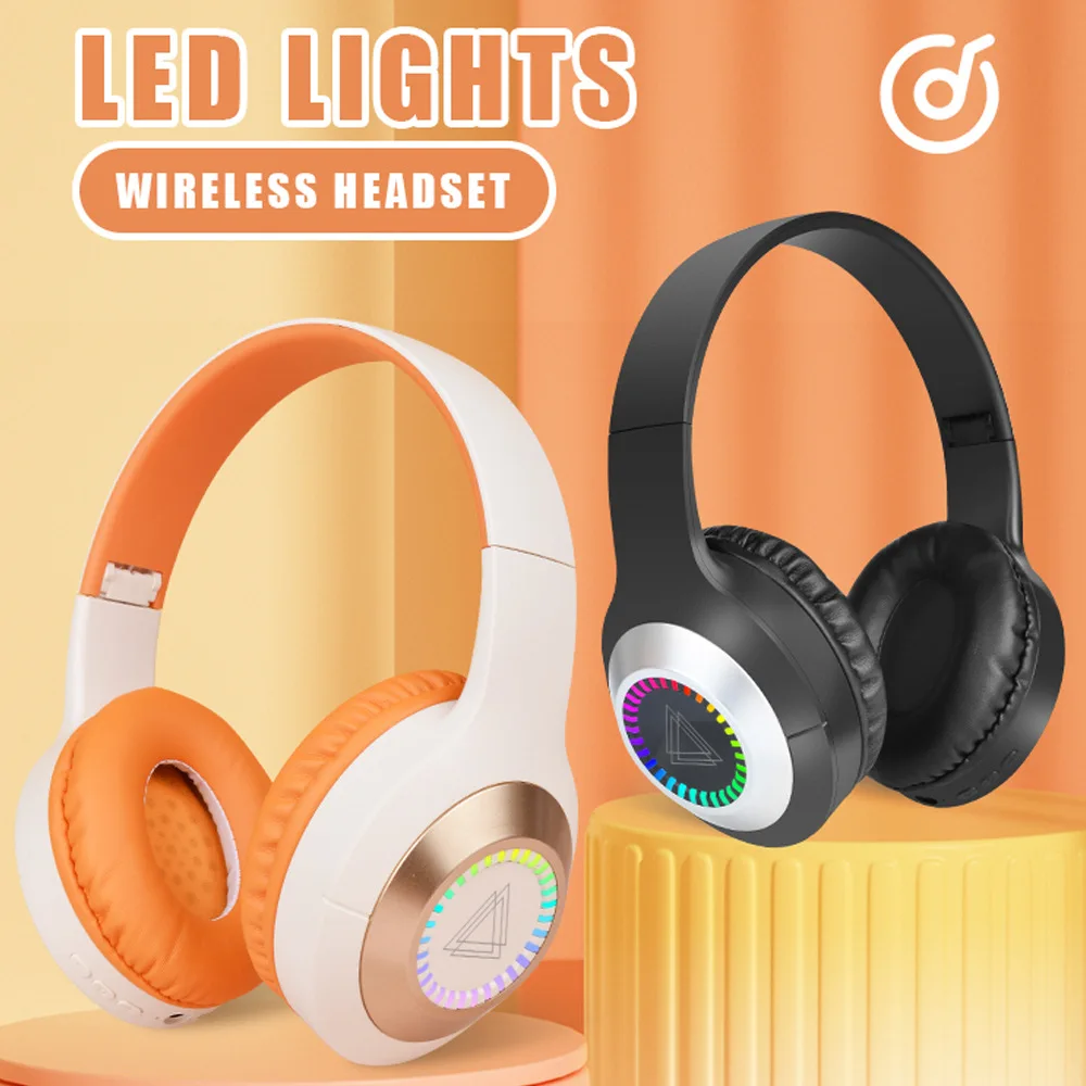 M10 LED Illuminated Bluetooth Headset Over-Ear Stereo Foldable Wireless Headset Ultra 350mAh 10 Hours Duration Low Latency