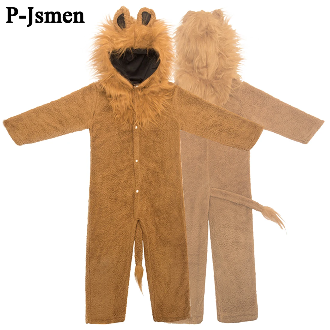 

P-Jsmen Animal Lion King Simba Jumpsuit Cosplay Costume Kids Children Winter Pajamas Bodysuit Halloween Carnival Costume