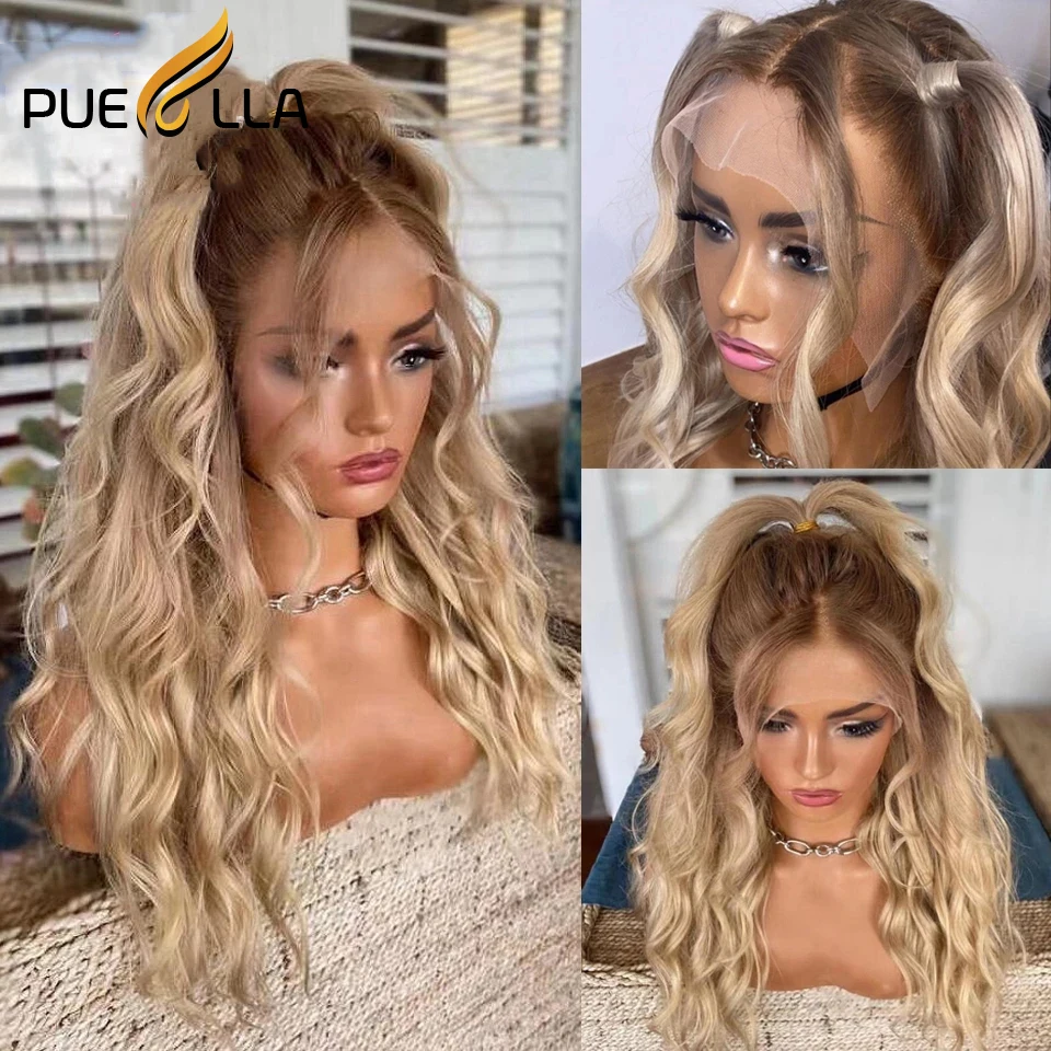 Ash Blonde 13x4 Lace Frontal Human Hair Wig Brown Ombre Body Wave 13x6 Lace Front Wig Pink Ombre Transparent Ash Blonde Wig