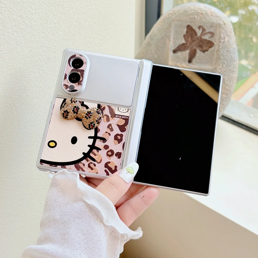 Korea Ins Cute 3D Bow Cartoon Cat Phone Case for Samsung Galaxy Z Fold 8 Z Fold 8 Ultra Cover, with Charm Kawaii Anti‑Fall Cases