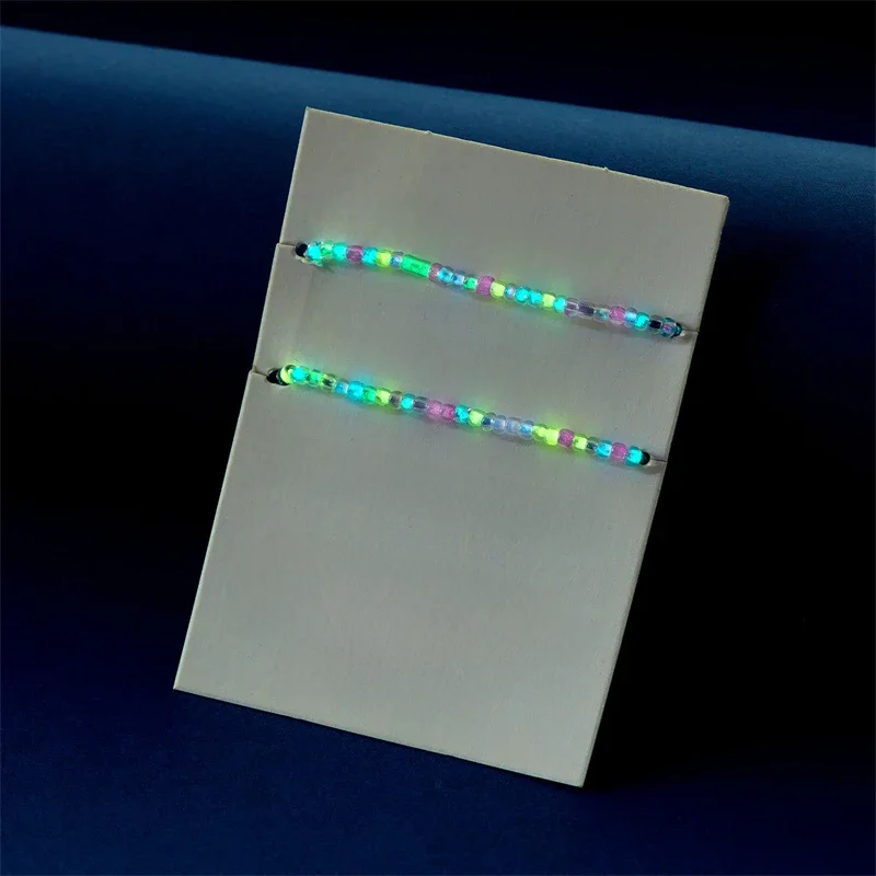 Leuchtende Paar Armbänder für Frauen Männer bunte handgemachte Reis perlen Armband verstellbare