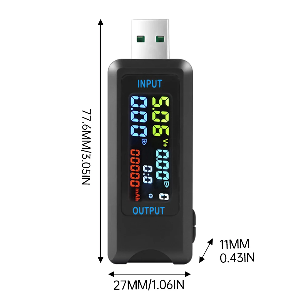 DC 4.5-36V Voltmeter Digital Voltage Current and Capacity Tester Ammeter Detector Power Bank USB Type-C Charger Interface