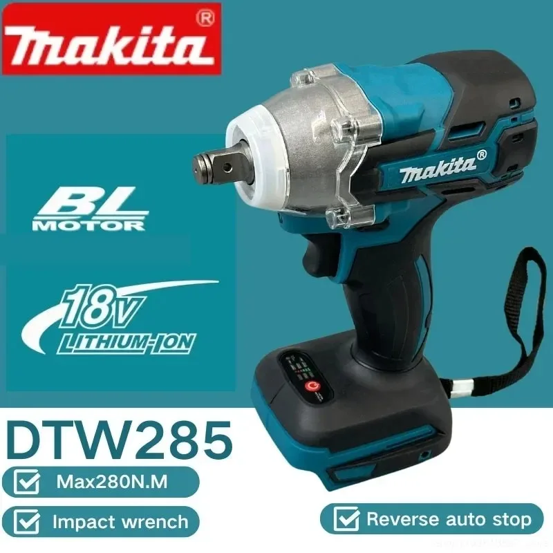 Makita DTW285 tool, impact wrench mobile phone, wireless brushless electric wrench, 520N18V battery high torque rechargeable too