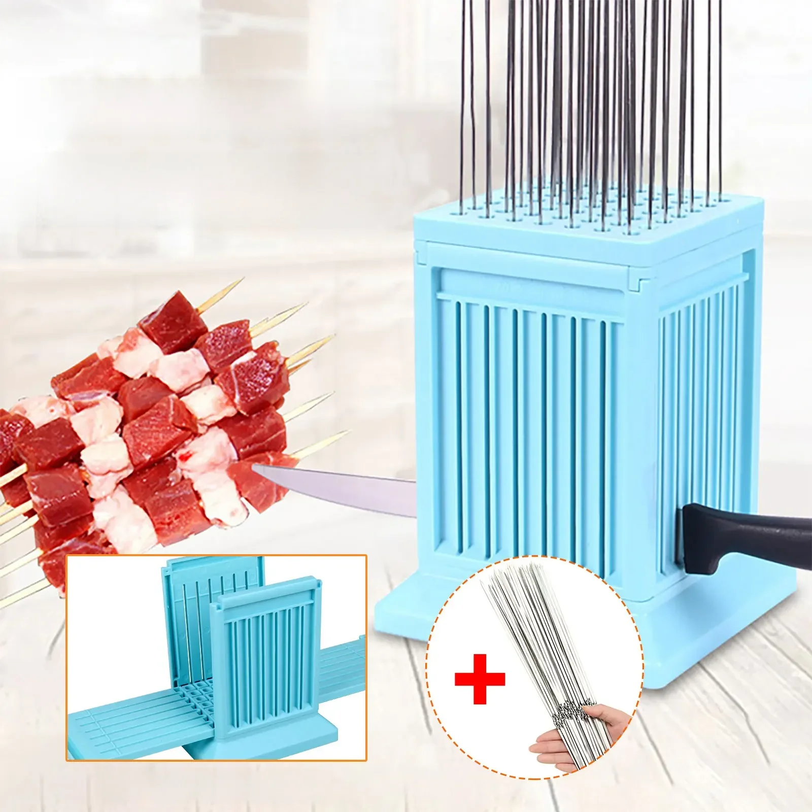 Coupe-viande rapide pour barbecue, 49 trous, modules de viande, boîte à outils, fabricant de kebab, accessoires de cuisine pour rôti, fête à la maison