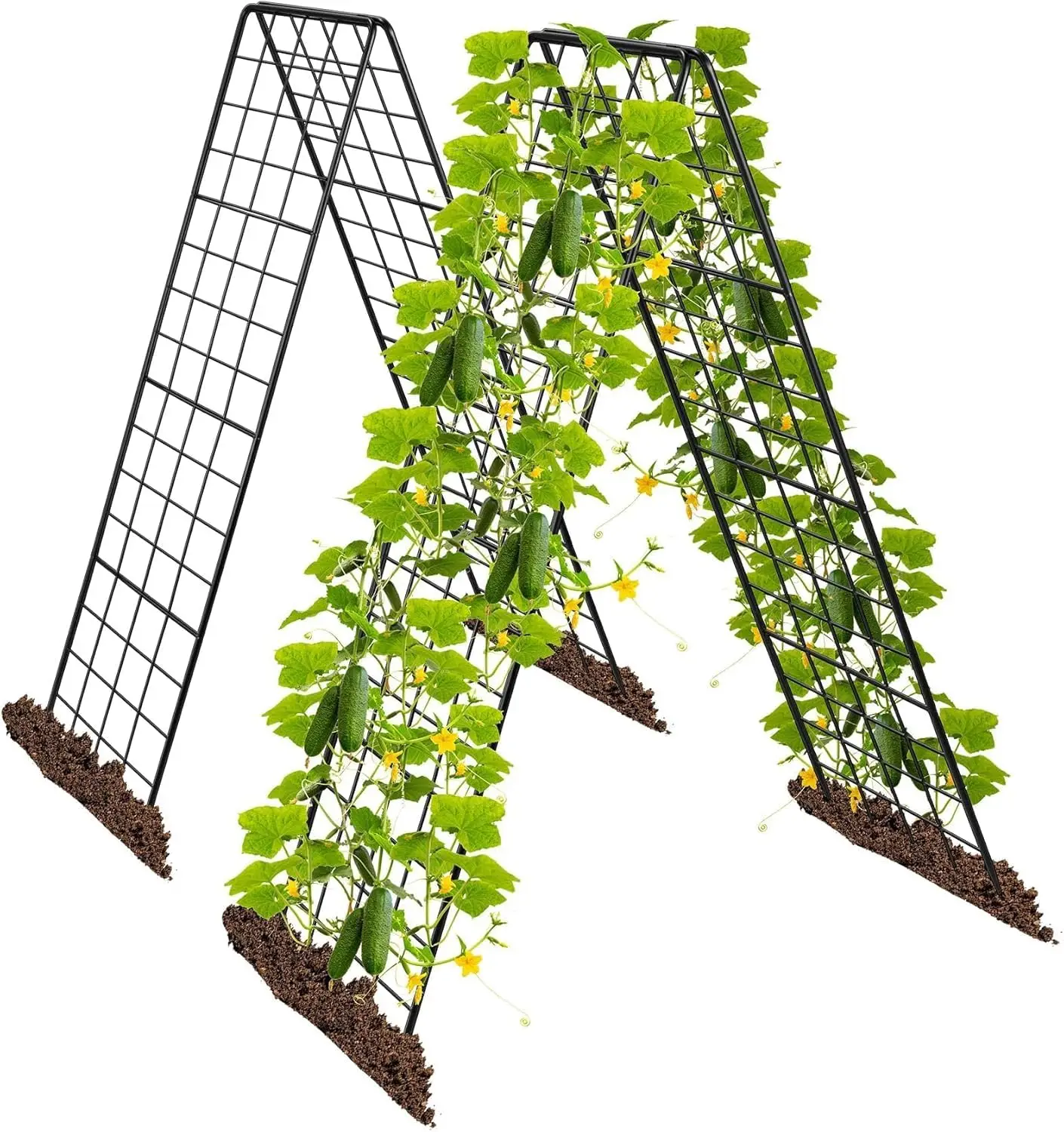 Rankhilfe für Kletterpflanzen, A-Rahmen, Klettergurkenregal für Hochbeet, Reben, Gemüse, Bohnen, Metall, DIY-Pflanzenrahmen für Gemüse, Blumen, Obstanbau, 40 x 100 cm, 2 Stück