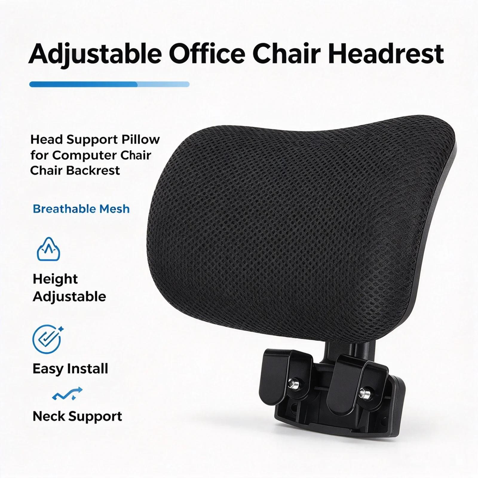 Height Adjustable Office Computer Chair Headrest Add-on Neck Support Pillow Ergonomic Chair Head Cushion for Backrest