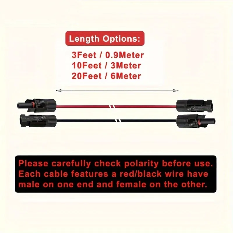 Cavo di prolunga per pannello solare, kit cavo di prolunga solare da 14 Wg, femmina e maschio con connettore impermeabile, adatto per camper, sistema fotovoltaico