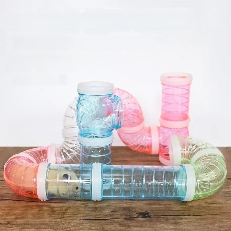 Tunnel de hamster transparent pour petits animaux de compagnie, jouet de piste, pipeline d'entraînement sportif, jeu de bricolage, accessoires pour animaux de compagnie, 8 pièces par ensemble