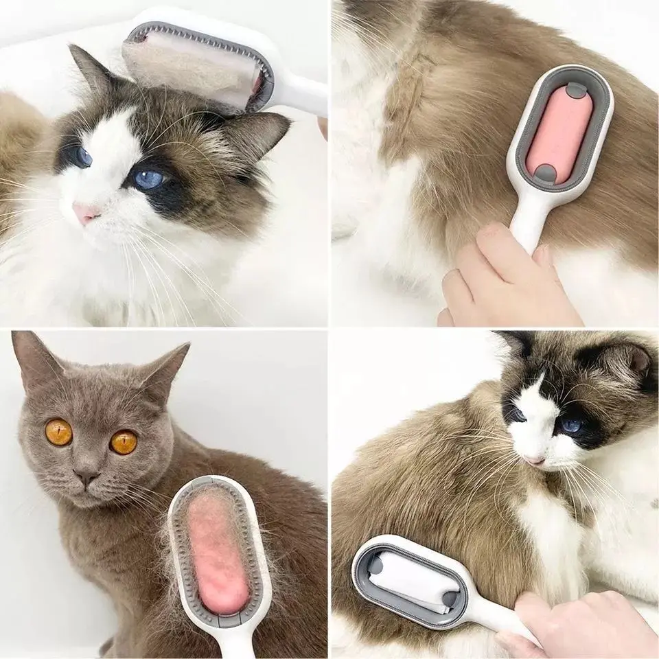 Escova para Gatos Removedor De Pelos Para Cães +Guia Coleira Com Peitoral Ajustável Pet 1,20m cor variada Cães Escova Gatos Pet