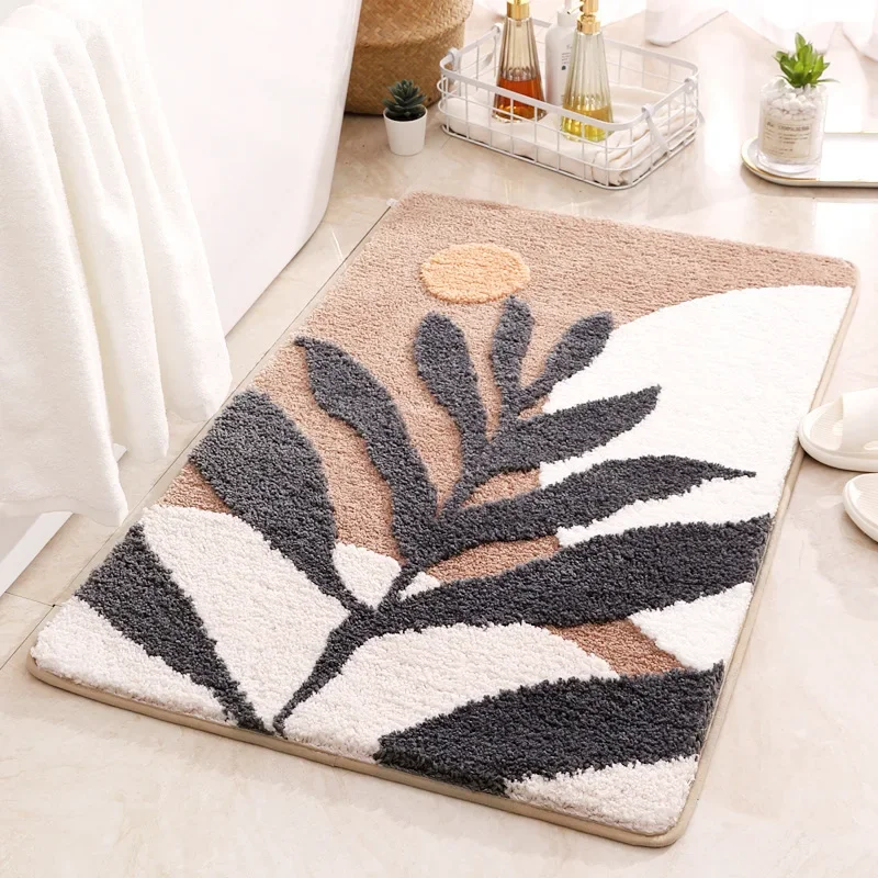 Antypoślizgowa mata łazienkowa Dywan Boho Plant Art Boho Abstrakcyjne liście Dywanik łazienkowy Chłonne dywaniki łazienkowe do domowego biura 40x60cm 50x80cm — zdjęcie 2