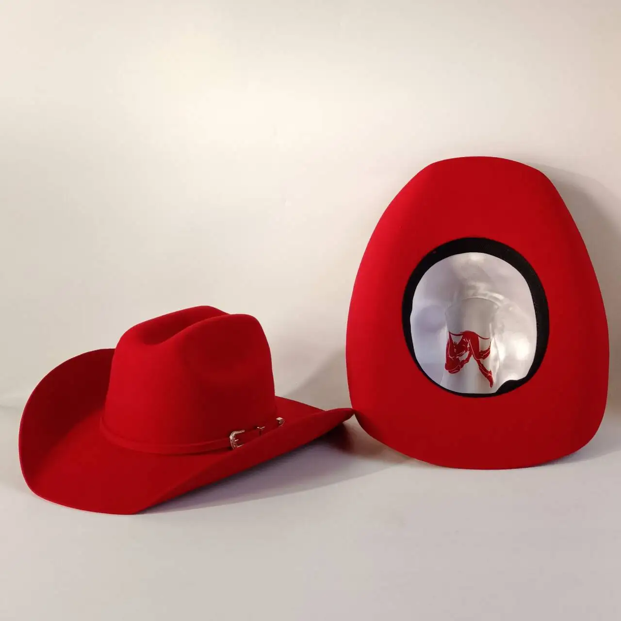 

Red wool cowboy hat 100% wool cowboy hat fashionable retro autumn/winter series Western wide-brimmed hatunisex fashion accessory