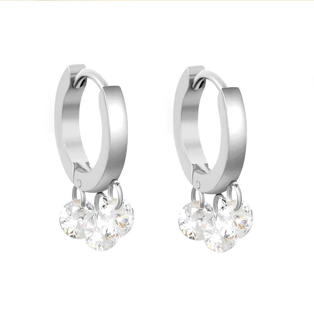 

LUXUSTEEL Women's Fashion Dainty Spherical Earrings+3 4mm Round White Zirconia Accessories Earrings Gold Silver Color Jewelry