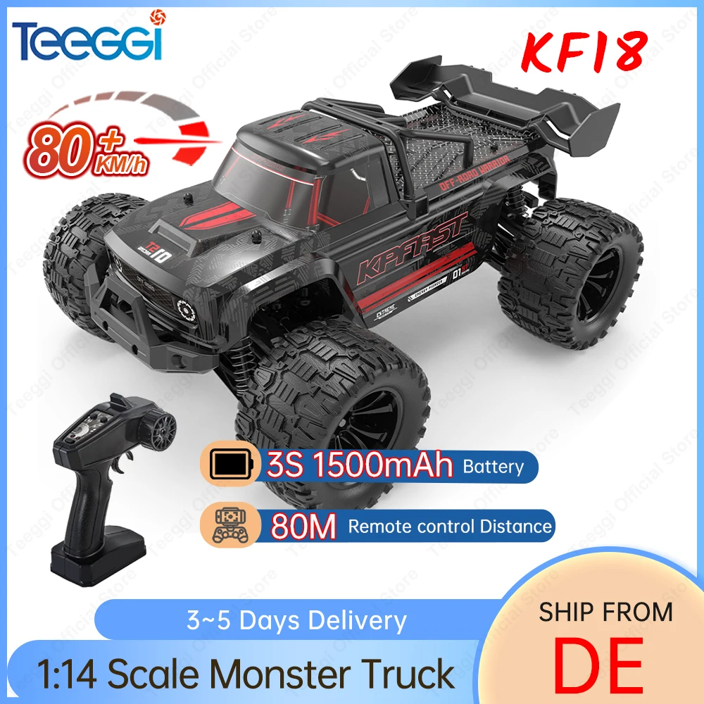 Teeggi KF18 80 KM/H High-speed RC Car 1:14 4WD 3S 1500mah Brushless Motor Professional RC Off Road Car Monster Trucks boy's Play
