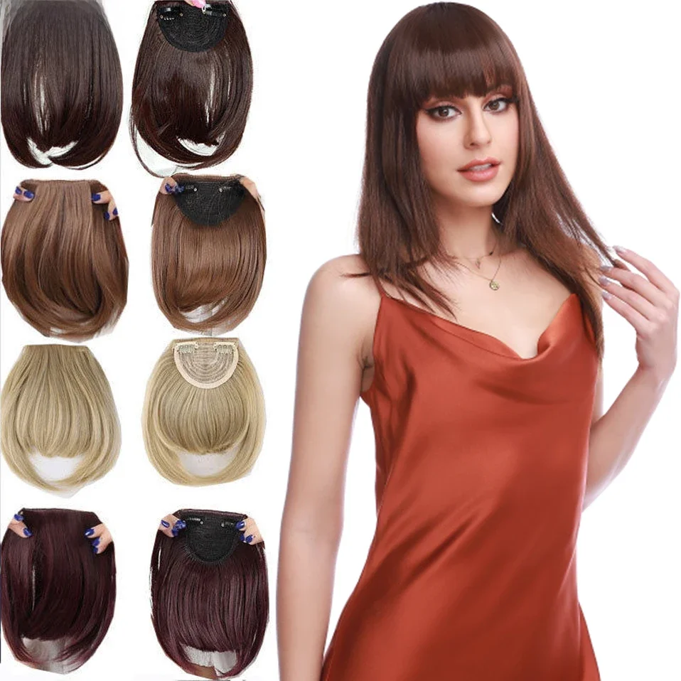 S-noilite synthétique naturel Bang faux cheveux frange noir brun Auburn rouge Clip sur les cheveux frange Clip dans la frange pour les femmes