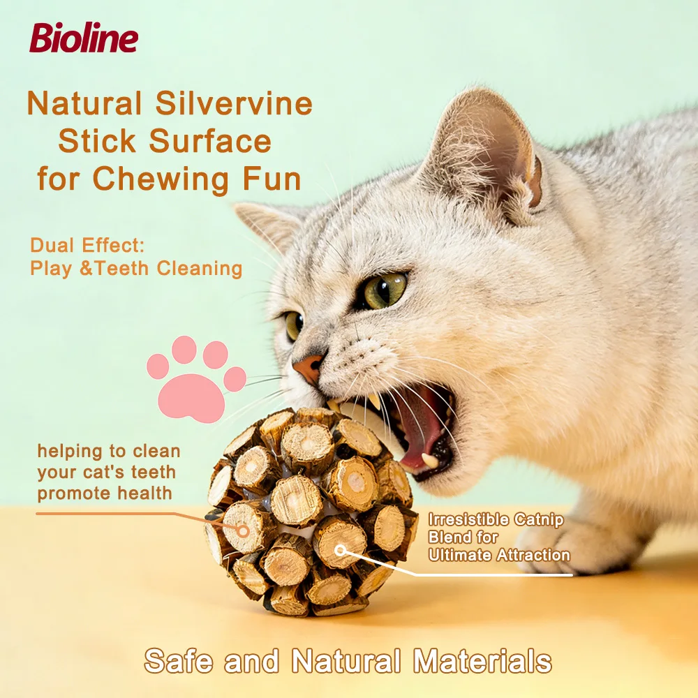 Cat Toy Ball Matatabi Catnip Cat Toy Ball for Cats Catnip Toys Indoor Cats Kitten Cleaning Teeth Molar Silvervine Cat Chew Toy