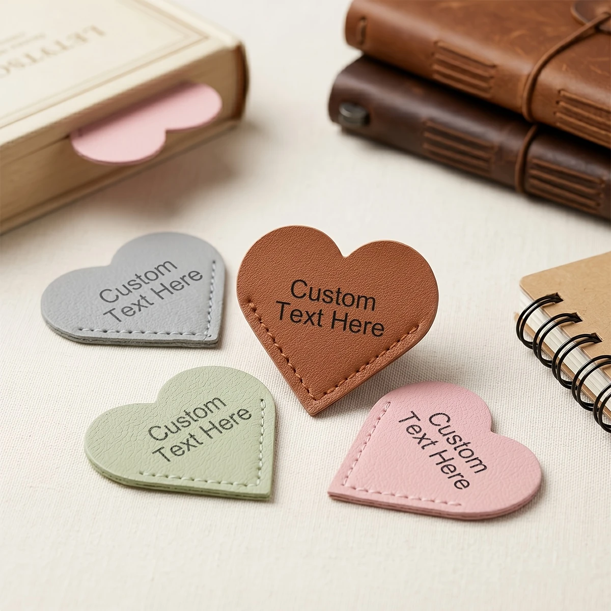 Custom Heart Shape Faux Leather Engraved Bookmark Page Clip Vintage Accessory Gift for Adults Mother's Father's Day