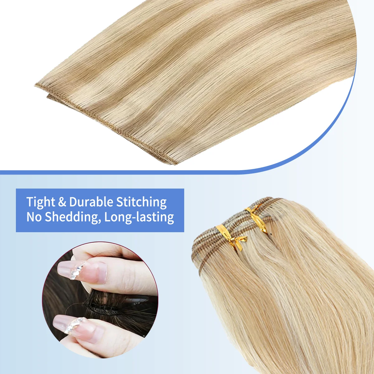 Straight Sew In Weft Hair Extensions 100% Remy European Human Hair Double Weft Bundles 100G 16-22 