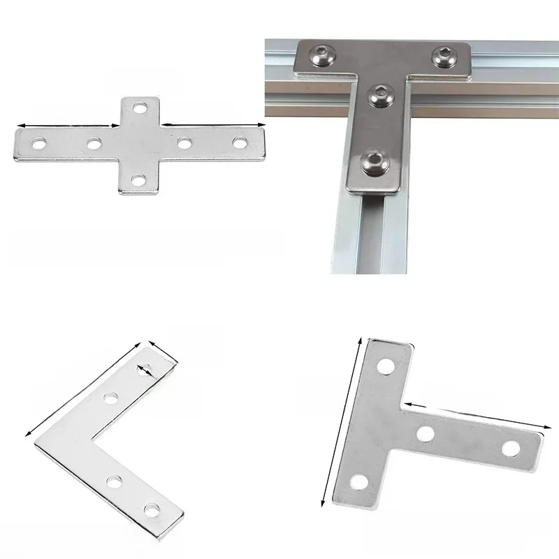 Profilés en aluminium support d'angle en acier au carbone extrusion d'aluminium plaque de fixation 2020 3030 L/T Type plaque de connexion