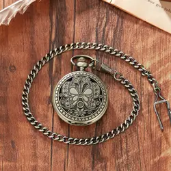 Reloj de bolsillo elegante para mujer, pulsera con diseño de mariposa, flores, bronce, cazador hueco, movimiento mecánico, joyería exquisita Vintage