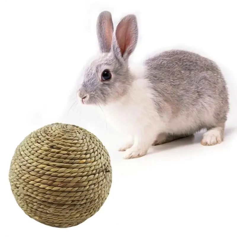 Jouet à mâcher pour animaux de compagnie, boule d'herbe naturelle pour lapin, Hamster, cochon d'inde, fournitures de nettoyage des dents, petits jouets pour animaux de compagnie, accessoires pour