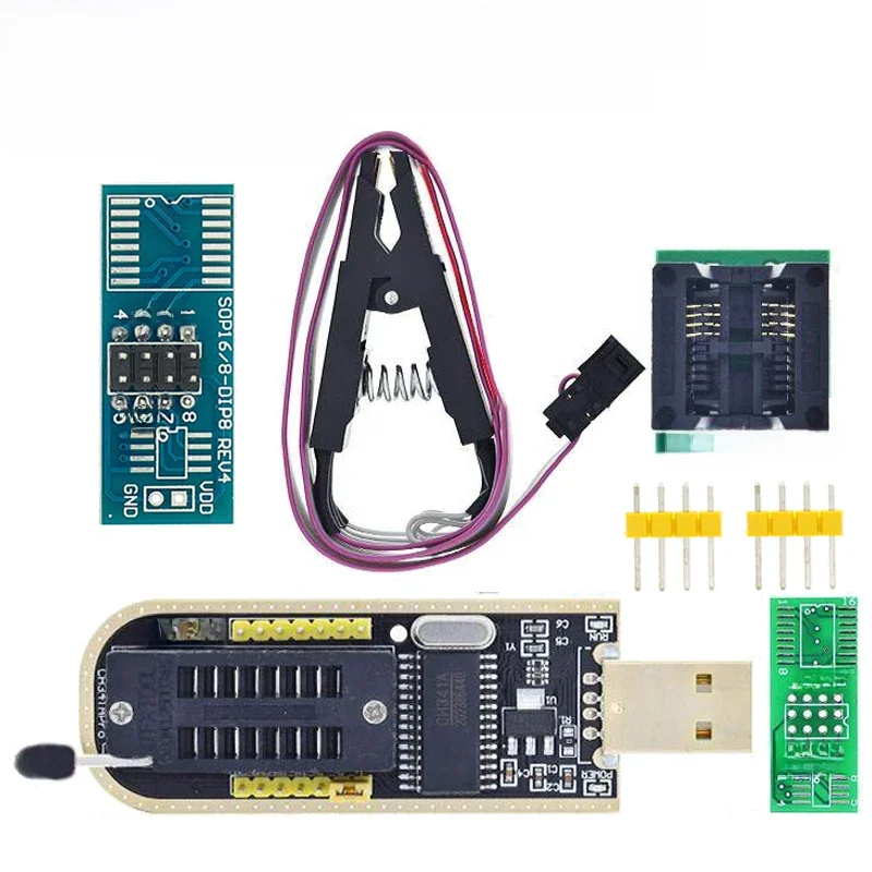 CH341A XTW100 24 25 Seria EEPROM Flash BIOS CH341 Moduł programatora USB + klips testowy SOIC8 SOP8 do EEPROM 93CXX / 25CXX / 24CXX — zdjęcie 2