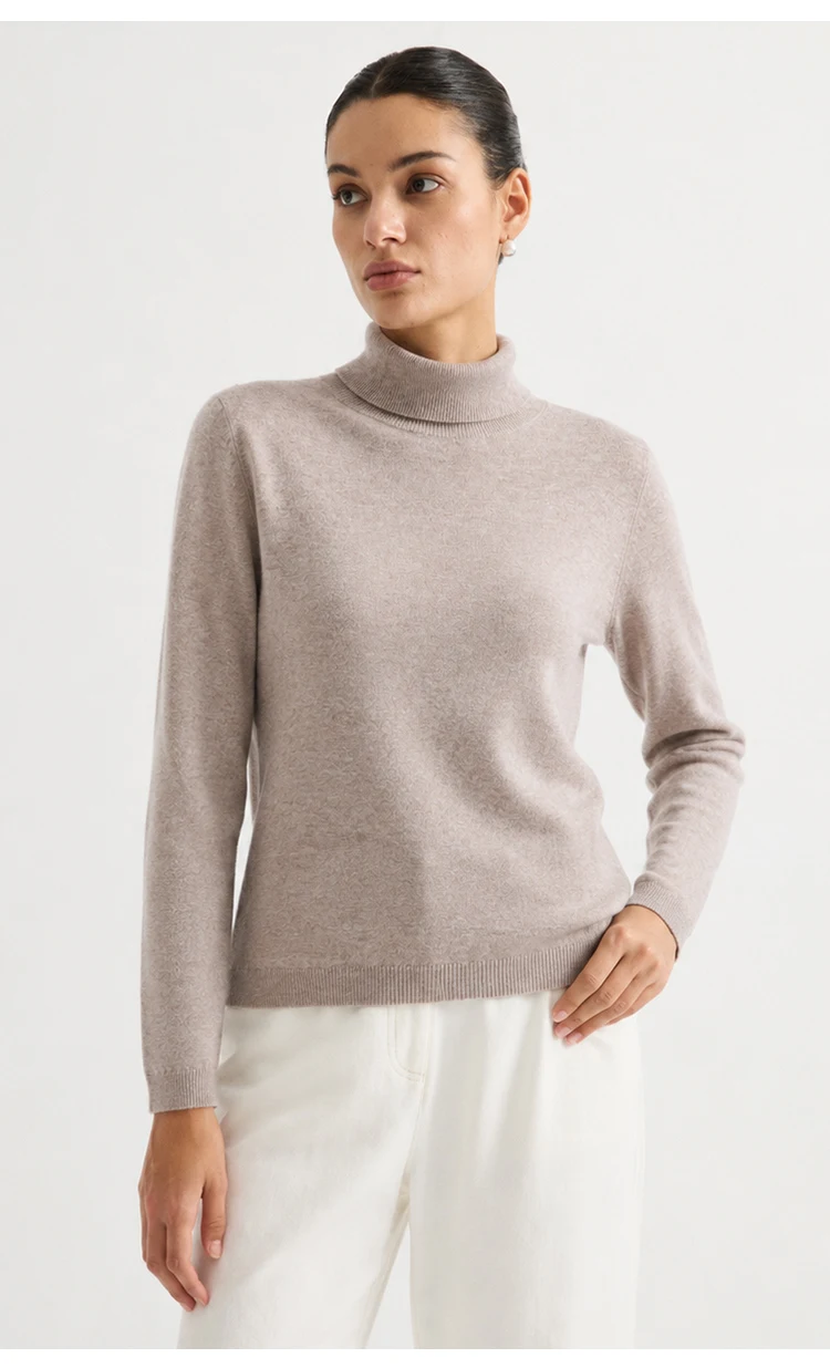 MZ62020 Damen Rollkragenpullover aus Kaschmir-Modal-Mischung, Langarm, Weiche Textur, Oberteil für Herbst und Winter, Ideal für den Alltag und zum Schichten. – Detail 4