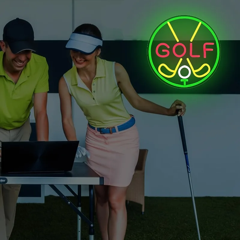Dimmable Golf Neon Light Sign - Single-Color (No /Crazy Glow) Wall-Mounted LED for golf clubs, for Man Cave, Game Room Decor