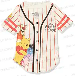 New Summer Boys&Girls Disney Winnie the Pooh and Friends Printed Baseball Uniform KID/Adult Casual Cartoon Family Baseball Shirt