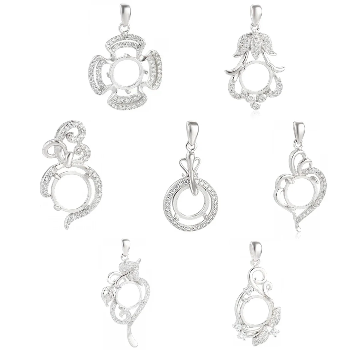 925 srebro kreatywność pusty wisiorek taca Fit 10X10mm okrągły Cabochon gemstones naszyjnik wisiorek Bezel biżuteria DIY dostawca — zdjęcie 2