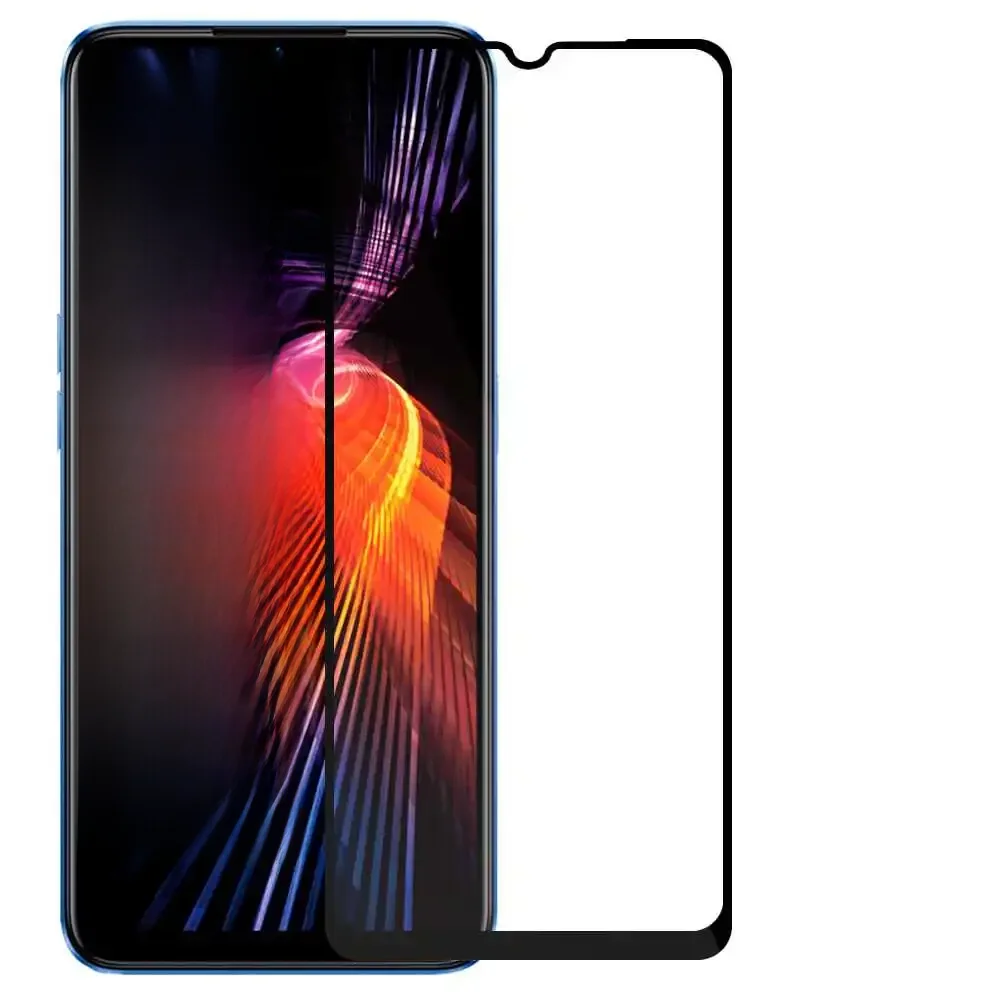 Protetor de vidro temperado com borda redonda preta para realme narzo 50 5g/oppo a77 5g, armação