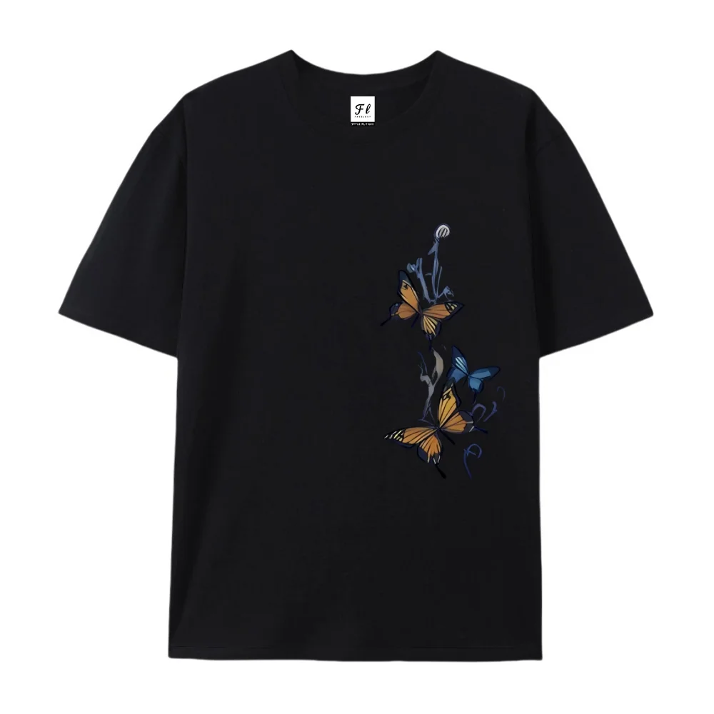 

Футболка из 100% хлопка с рисунком бабочки, футболка с принтом бабочки в стиле бохо для женщин и мужчин, повседневный хлопковый топ большого размера с короткими рукавами