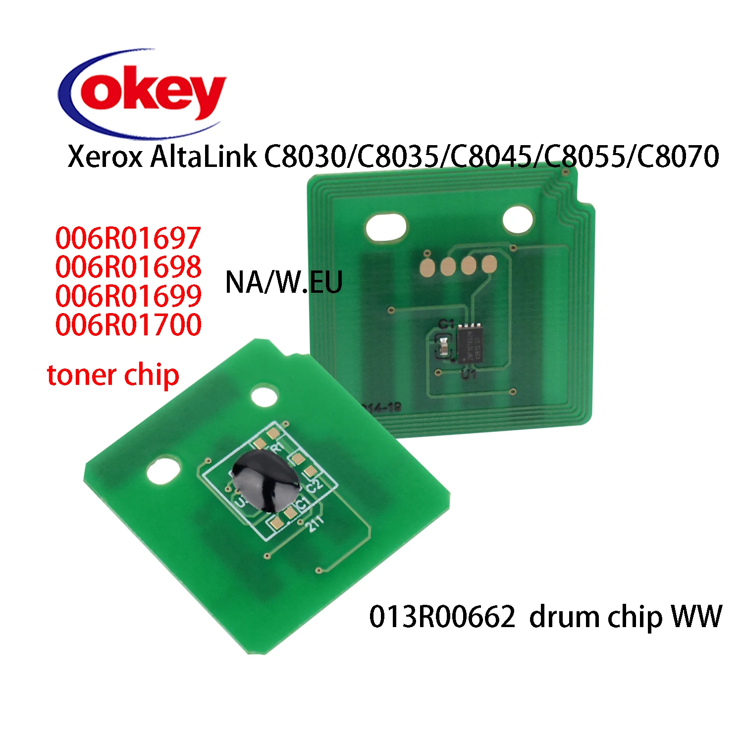 4pcs C8030 006R01697 006R01698 006R01699 006R01700 Toner Chip for