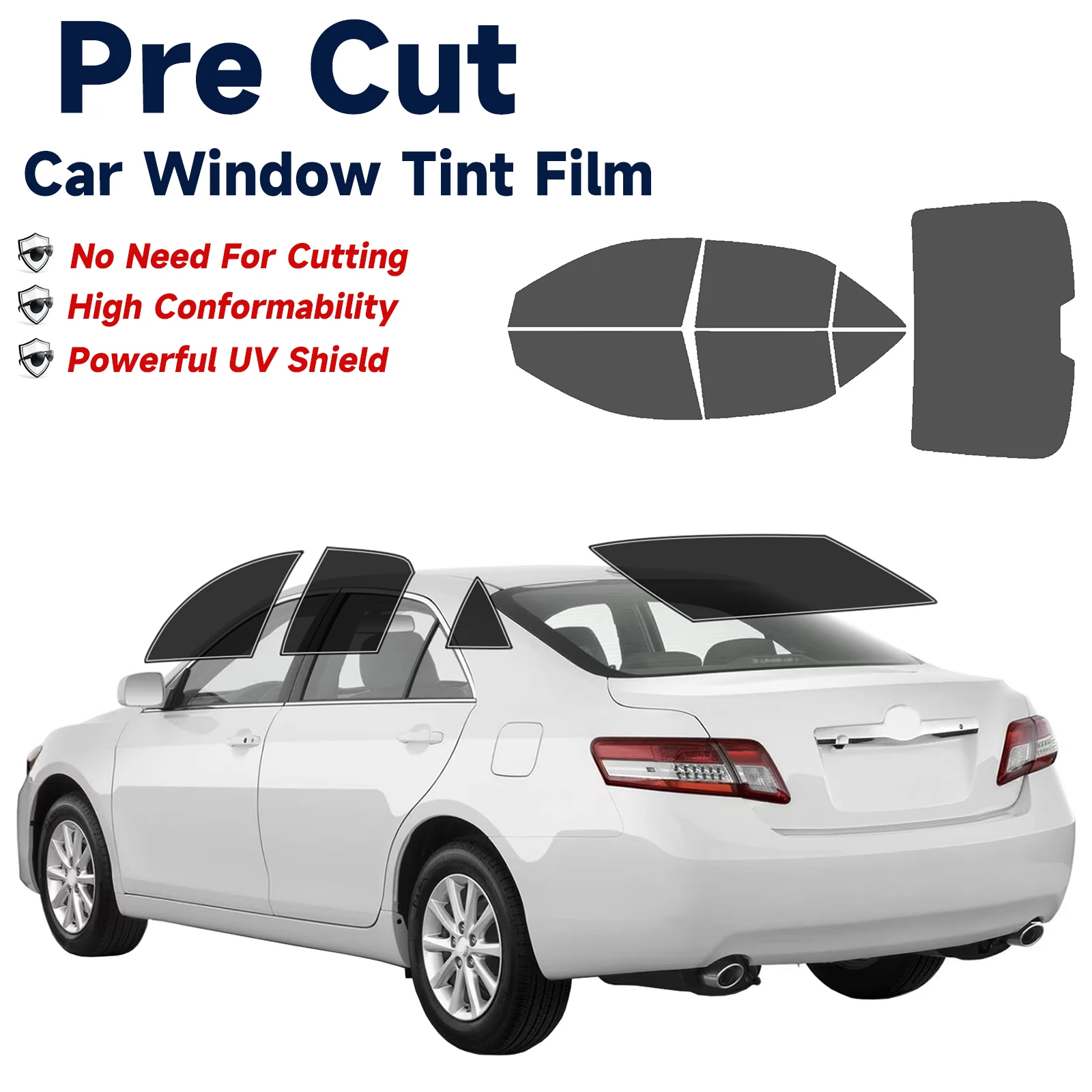 

Предварительно вырезанный оттенок окон автомобиля для Toyota Camry 2007-2011, все боковые солнцезащитные УФ-ИК-блокирующие тепло и блики, 2-слойные защитные пленки для окон, оттенок