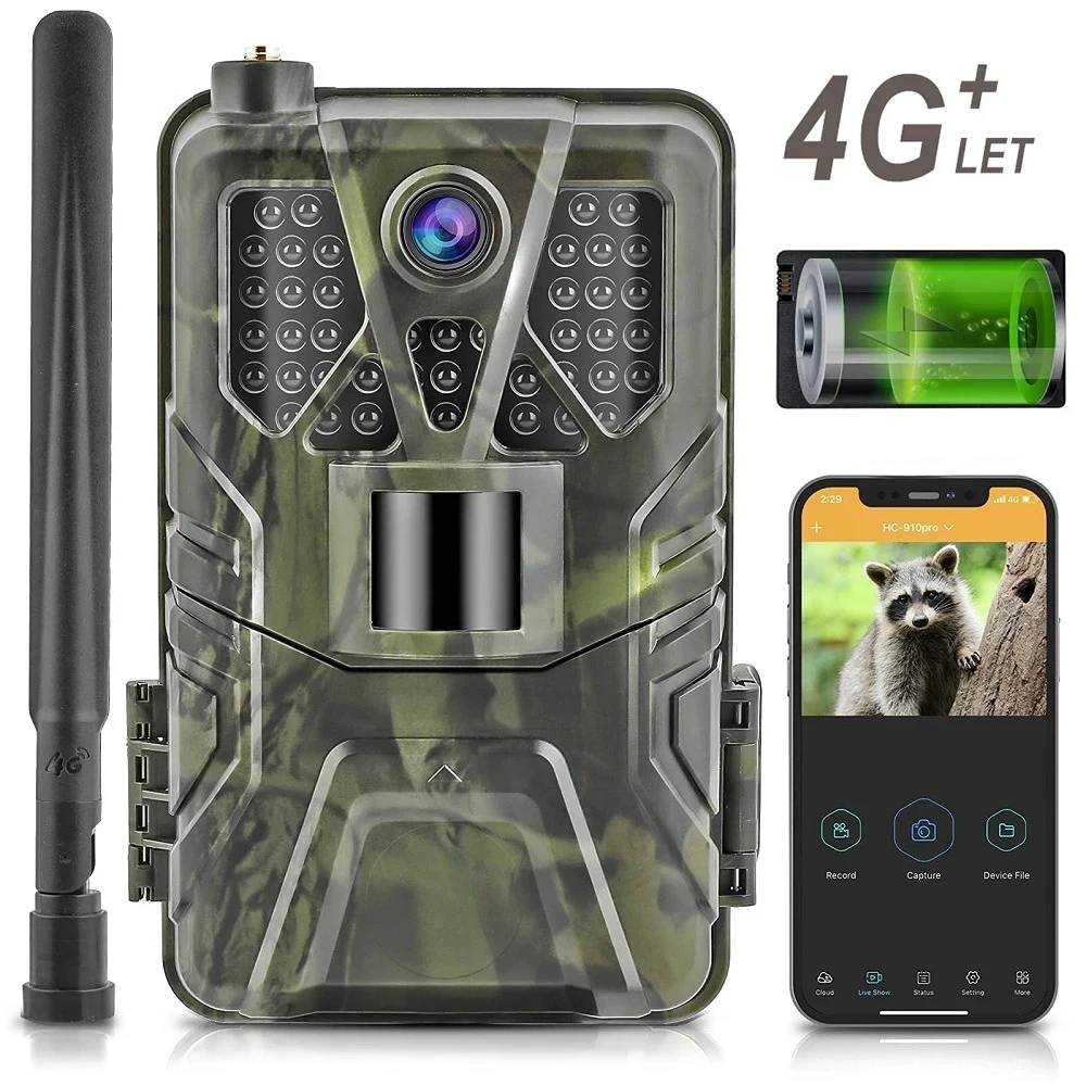 Outdoor 4K Live Video APP Control Trail Camera Cloud Service 30MP Hunting Cameras 4G Cellular Mobile IP66 Wildlife Night Vision