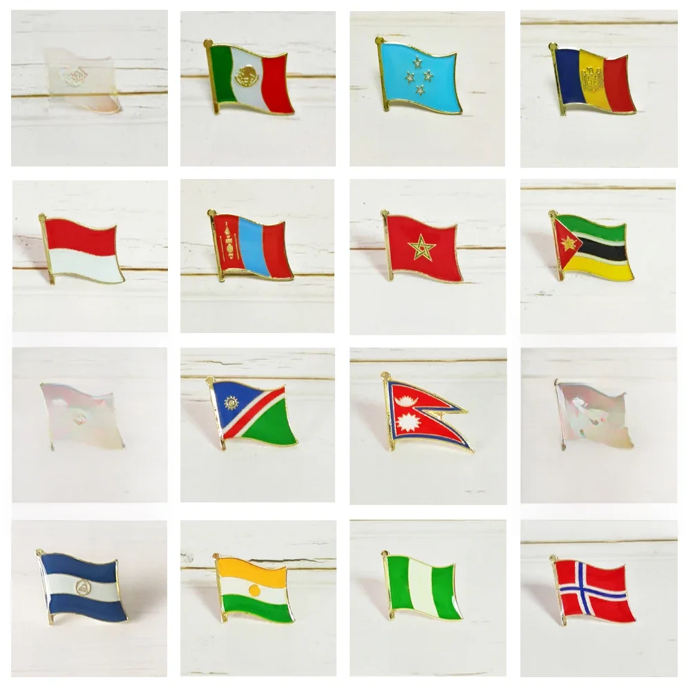 Flaga narodowa Metalowa przypinka do klapy Odznaka kraju Cały świat Mauritius Meksyk Monako Maroko Montenegro Nepal Nigeria Norwegia Niger — zdjęcie 2