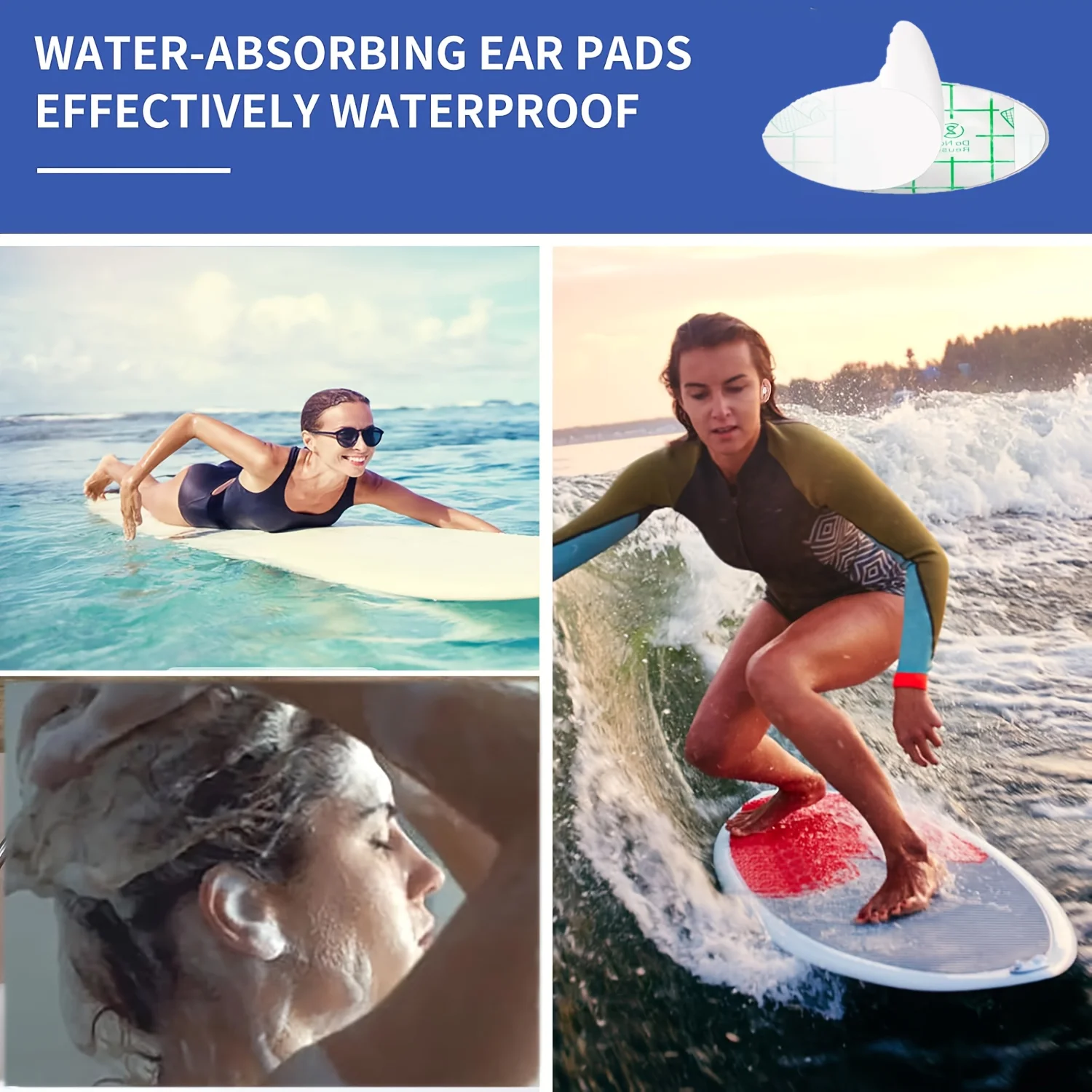20 قطعة من رقع الأذن المقاومة للماء |   غطاء للأذنين لاستحمام الطفل للسباحة والاستحمام وغسل الشعر، يمنع العدوى المائي
