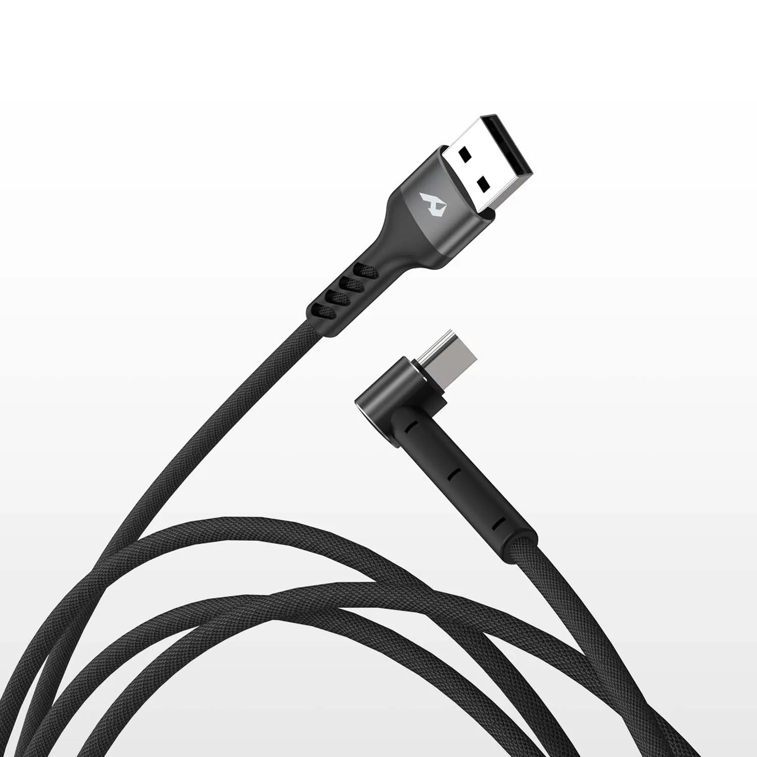 USB naar Micro 3A-kabel, gevlochten snellaadkabel, haakse connector voor mobiele telefoons, tablets en Micro USB-apparaten