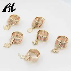 New Three Color Rings Clover  Kinetic Regulation Elephant Heart-Shaped Butterfly Charm Gold-Plated Oro Laminado