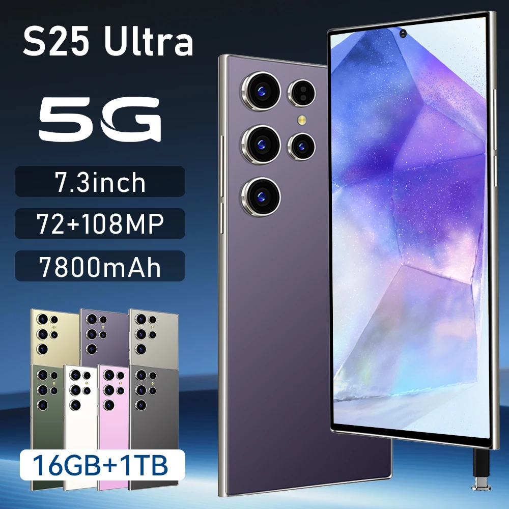 

S25 Ultra 2025 New smartphone 5G 7.3'' high-definition Android 14 Snapdragon 8gen3 10core dual SIM phone 8000mAh unlocking phone