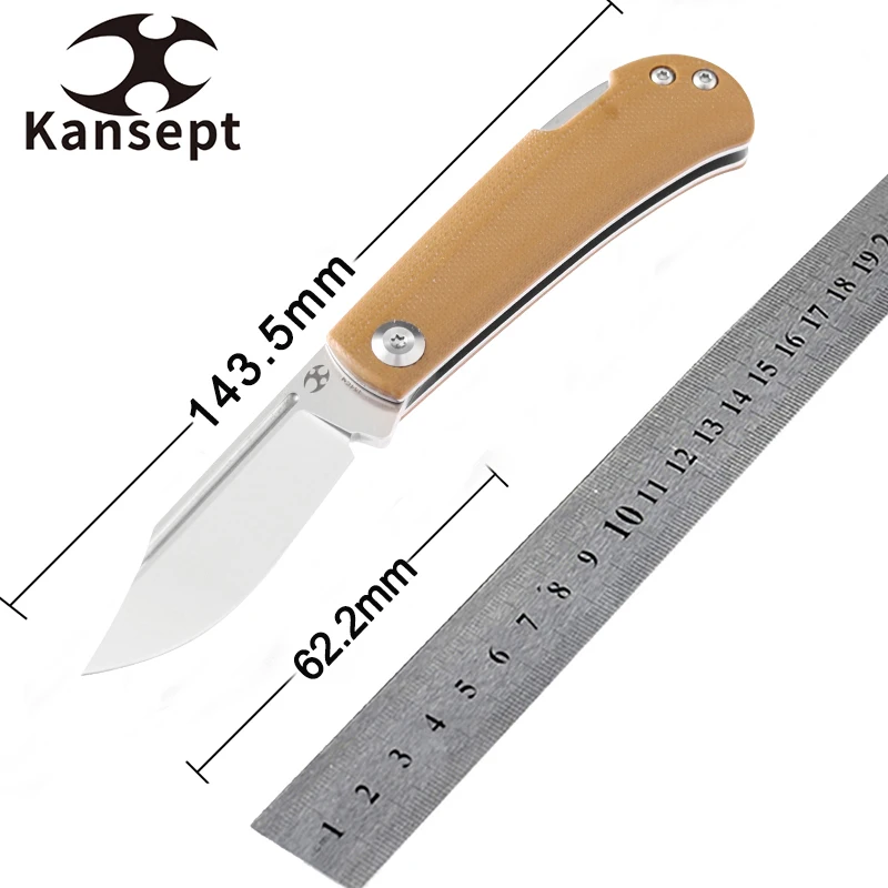 

Kansept Wedge T2026B9 Folding Knife 154CM Blade Yellowish-Brown G10 Handle Nick Swan Designed Hunting Knife for Everyday Carry