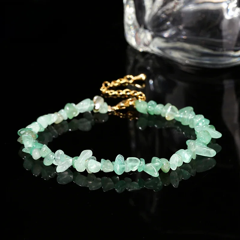 AliExpress buy bao ji JD Natural Green Aventurine Irregular Gravel Adjustable Chain Bracelet Women Fashion Simple Reiki Healing Thin Bracelet For Yoga