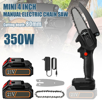 4-Inch Mini Cordless Electric Chainsaw Powerful Electric Saw Garden Woodworking Cutting Power Tool With 2PCS 21V Lithium Battery