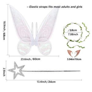 طقم أجنحة خرافية للكبار والصغار ، أجنحة فراشة ، عصابات خرافية ، عصابة رأس زهرة ، آذان قزم ، وين وين للنساء ، 5 قطع أفضل 10 مبيعات جناح خرافي للبالغين - رقم 4