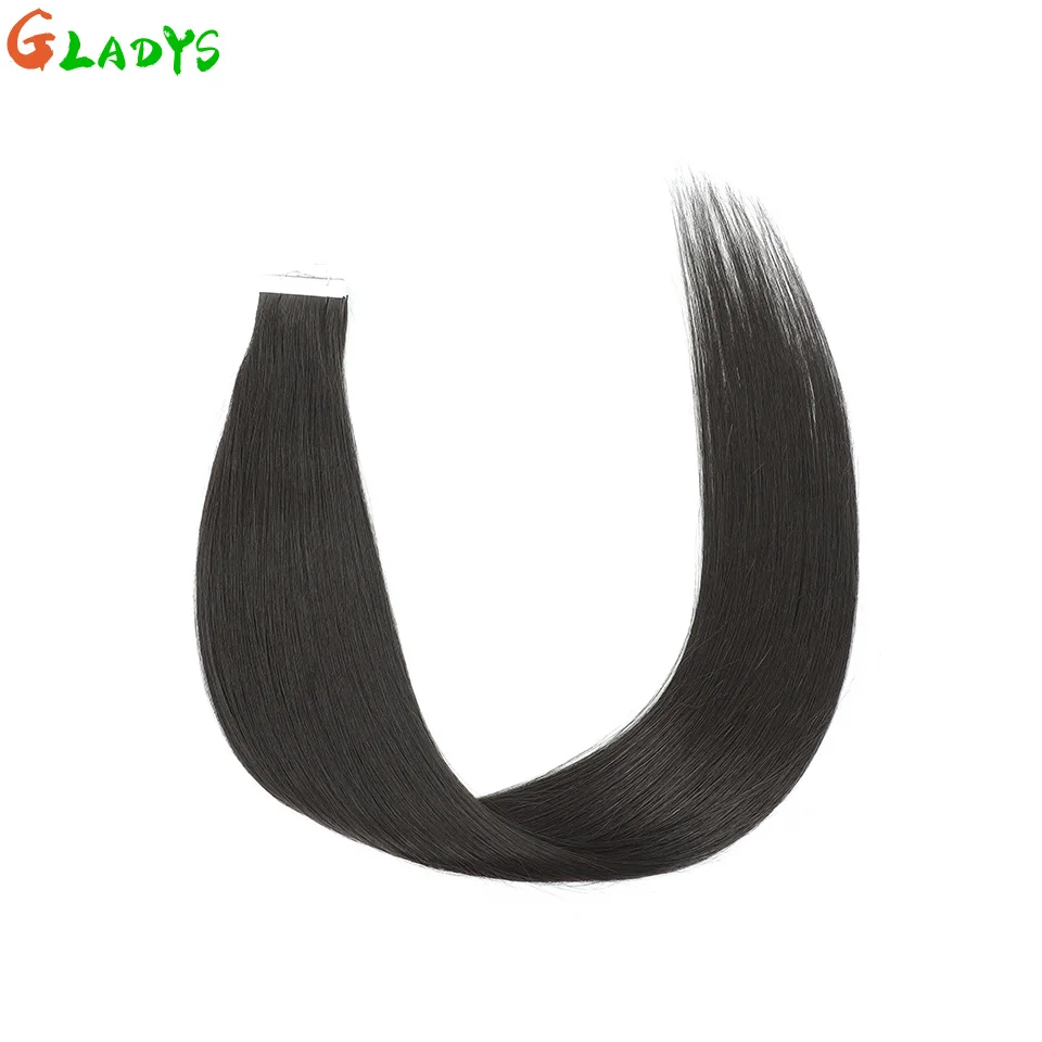 26인치 스트레이트 합성 테이프 인 헤어 익스텐션 내추럴 블랙 50g/로트 여성용 양면 접착 테이프 헤어 익스텐션
