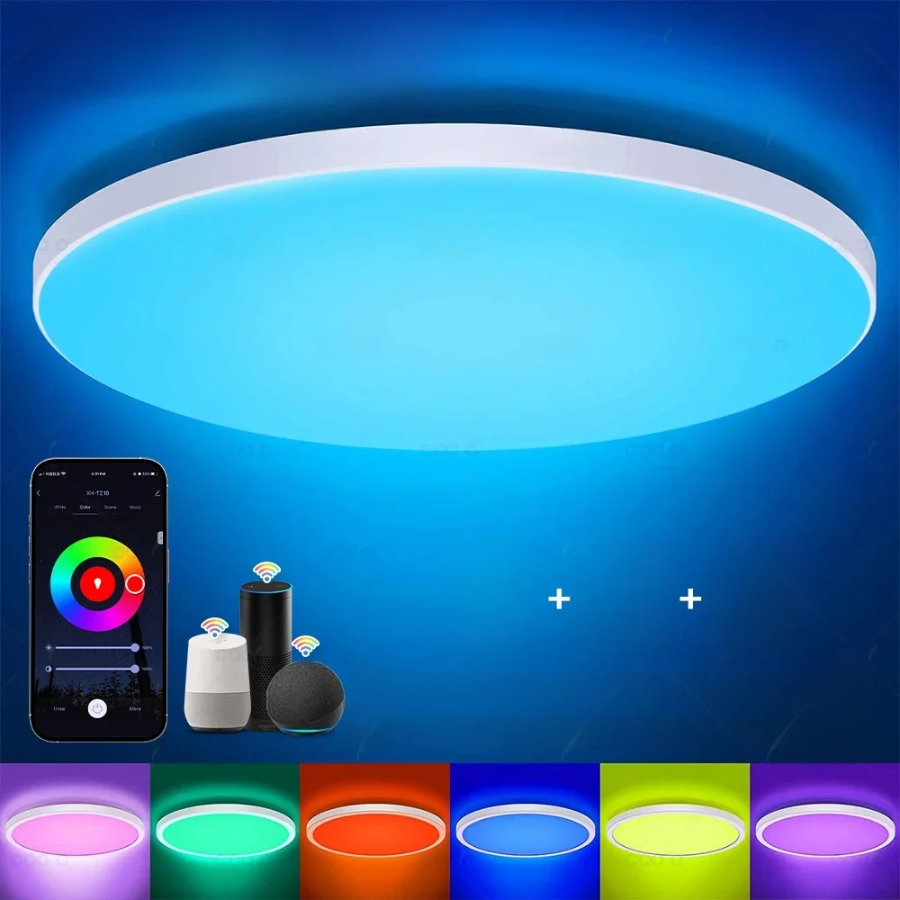 Tuya Zigbee Smart LED Deckenleuchte WiFi Raumdekoration RGBCW Deckenleuchte App Sprachsteuerung Alexa/Google Runde Deckenleuchten