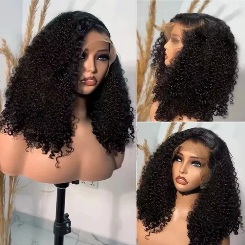 Imagen 2 del producto Peluca Frontal de cabello humano HD Bob de onda profunda, peluca Frontal brasileña 200% 13x4, pelucas delanteras de encaje rizado Bob corto, peluca 13x4 para mujeres