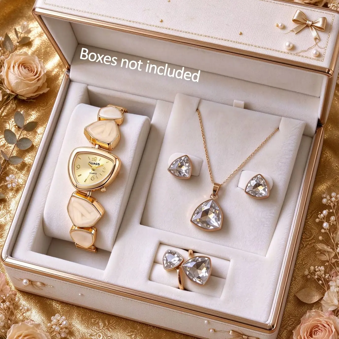 5-Piece Set of Women's Luxurious and Elegant Quartz Watches with Rhinestone Jewelry Set, Simple and Unique Wristwatch Retro-Shaped Small Dial, Suitable for Everyday Wear, Work Commutes, Holiday Parties, and as a Birthday Gift for Your Girlfriend/Best Friend.
