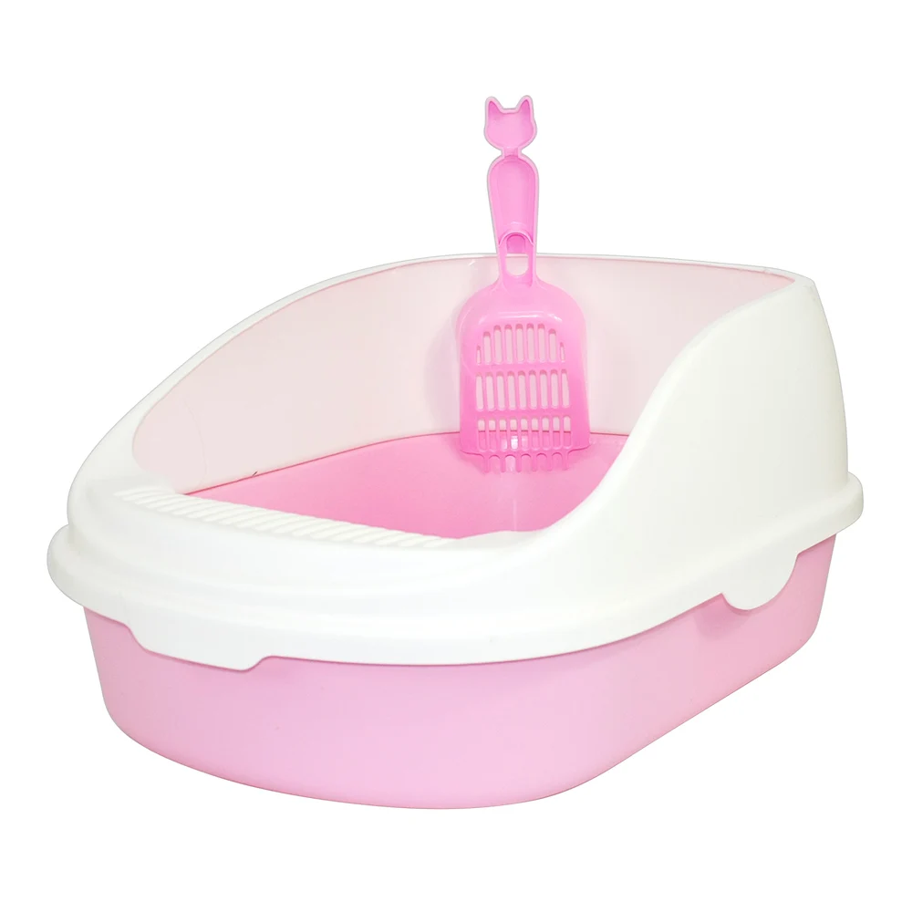 SMELL & SMILE cat tray Sandbox cat, Sandbox, household pet toilet with plastic splash spoon, random Color