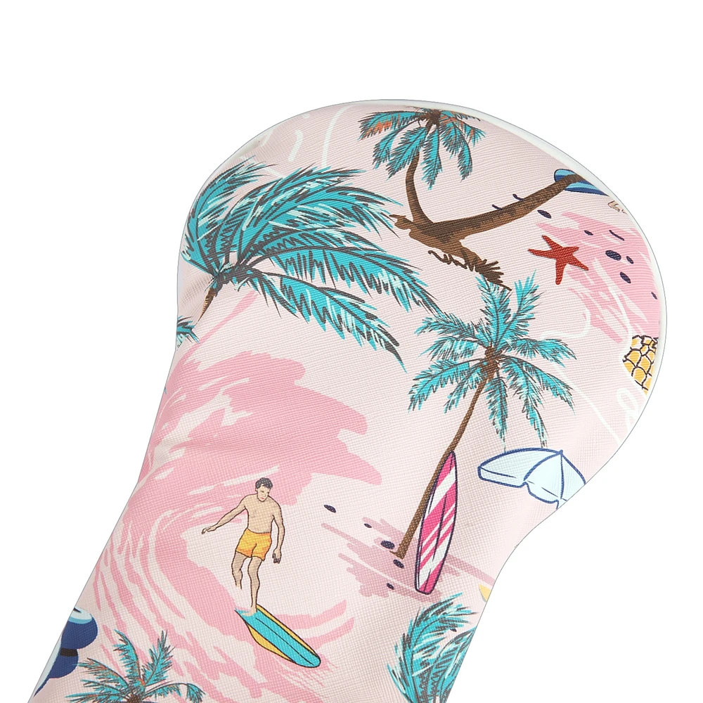 Soft Premium Synthetic Leather Hawaii Aloha Printing Pink Gift Golf Club Head Driver Fairway Wood Hybrid Cover